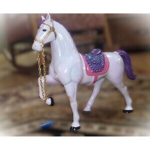 Prancing Pony White Stallion for Repunzel Barbie Prince Ken Rare Royal Horse VTG